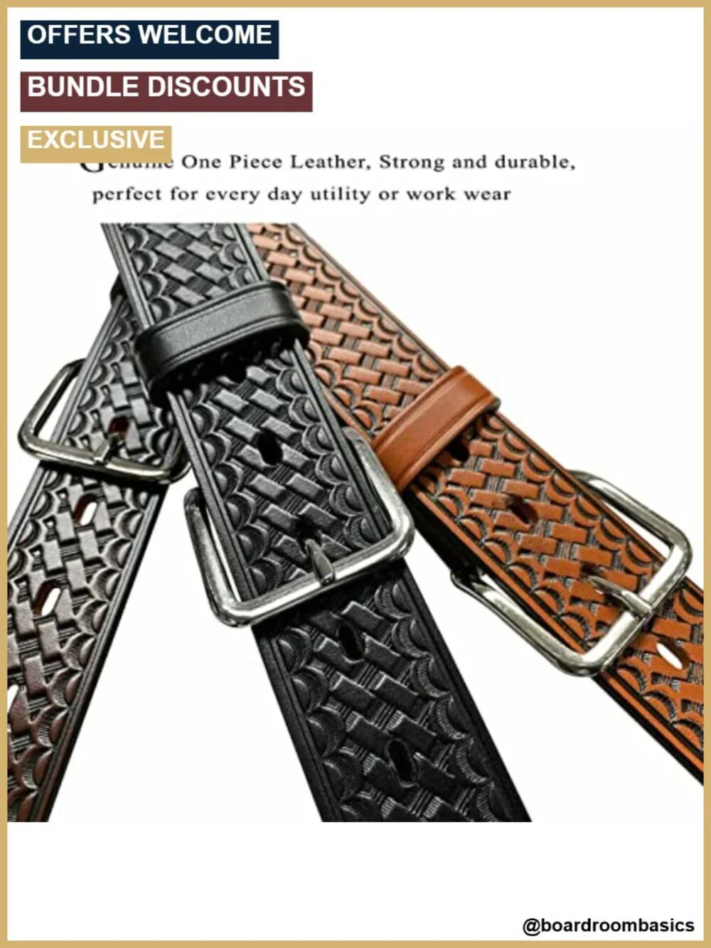 Genuine Leather Basketweave Work Belt 1.5